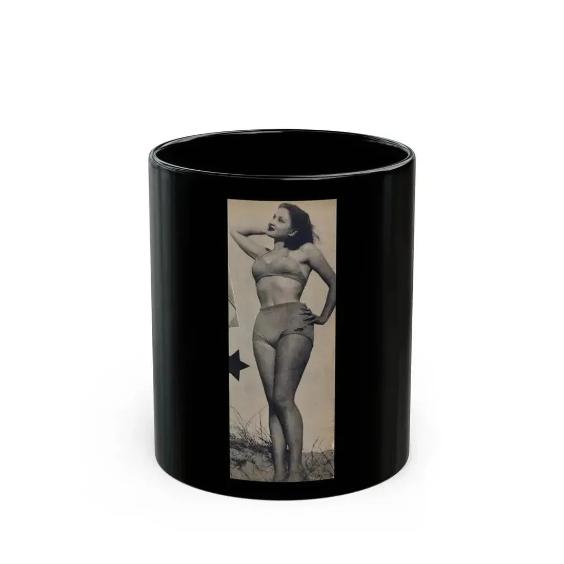 Carol Ohmart #80 - Pages 2 of 2 Photo 2 cropped from Famous MODELS Mag. March-April '51 (Vintage Female Icon) Black Coffee Mug 11oz - Go Mug Yourself