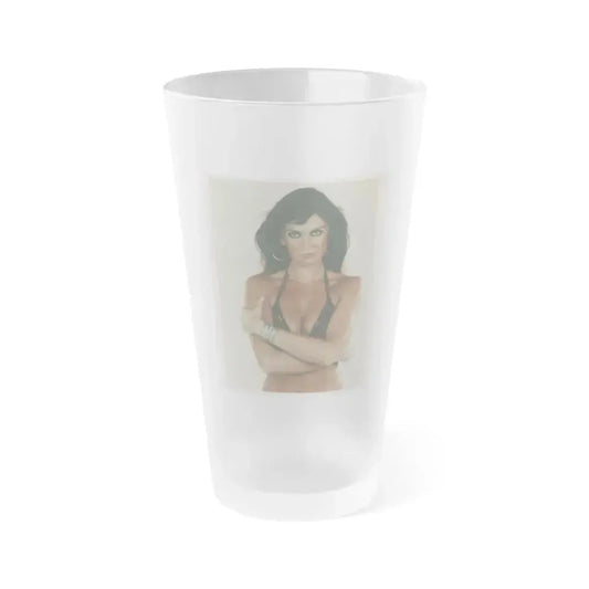 Caroline Munro #01 - 8x10 Color 70's Upper Body Bikini Glamour Photo (Vintage Female Icon) Frosted Pint Glass 16oz 16oz Frosted - Go Mug Yourself