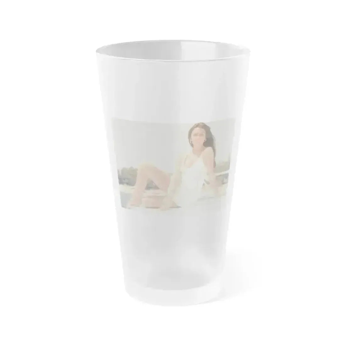 Caroline Munro #11 (Vintage Female Icon) Frosted Pint Glass 16oz 16oz Frosted - Go Mug Yourself