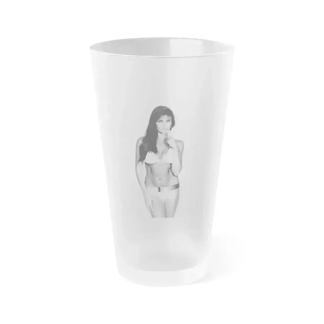 Caroline Munro #14 (Vintage Female Icon) Frosted Pint Glass 16oz 16oz Frosted - Go Mug Yourself