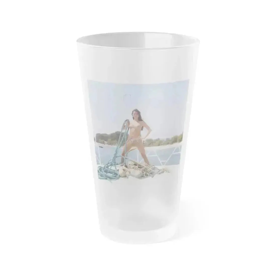 Caroline Munro #297 (Vintage Female Icon) Frosted Pint Glass 16oz 16oz Frosted - Go Mug Yourself