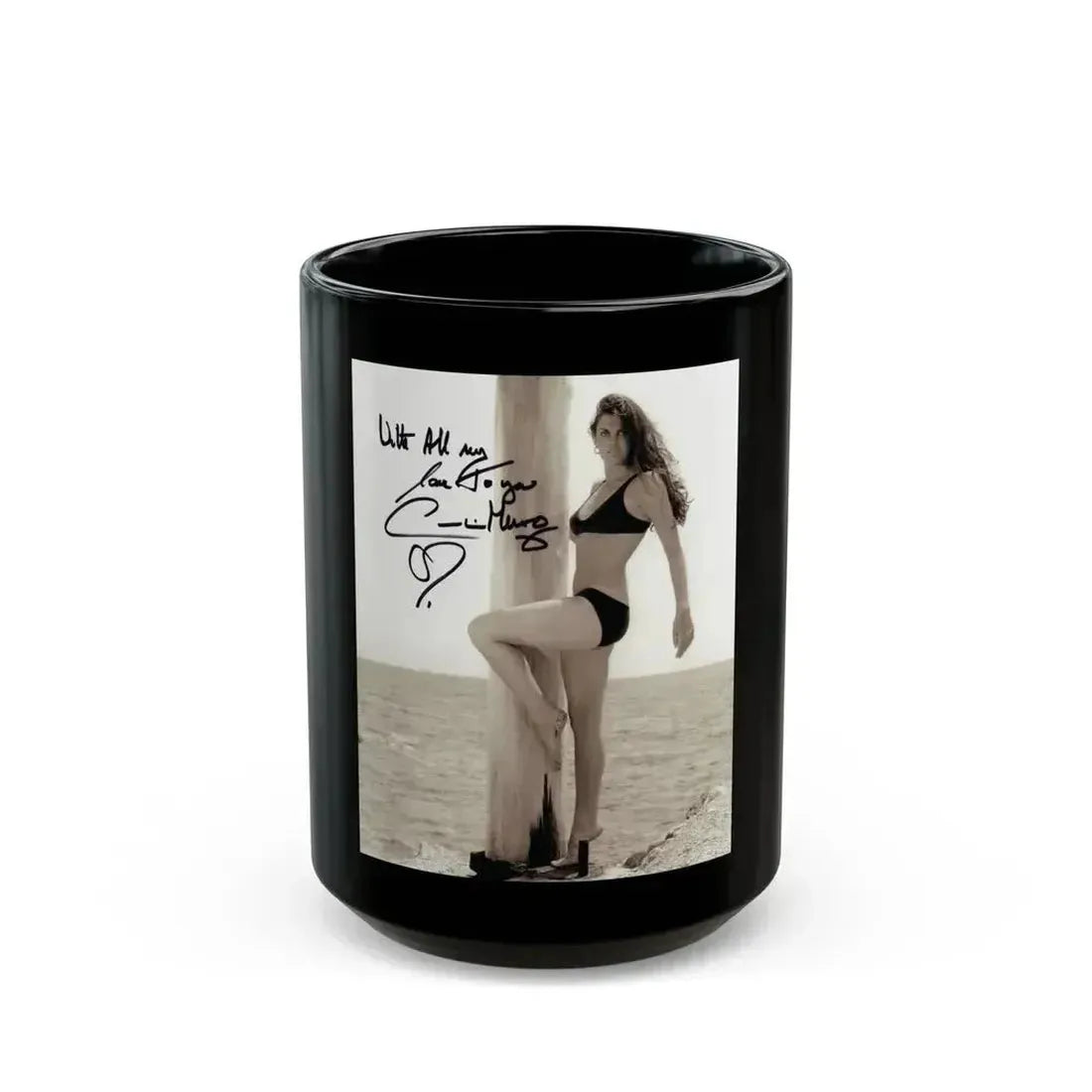 Caroline Munro #403 1 (Vintage Female Icon) Black Coffee Mug 15oz - Go Mug Yourself
