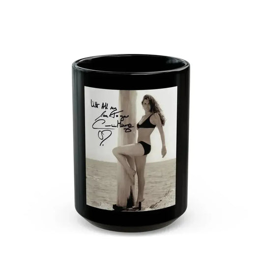 Caroline Munro #403 1 (Vintage Female Icon) Black Coffee Mug 15oz - Go Mug Yourself