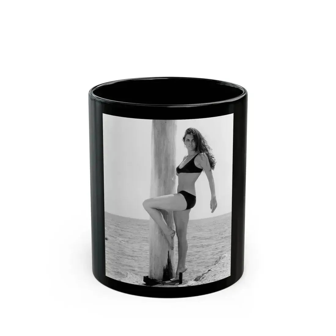 Caroline Munro #403 (Vintage Female Icon) Black Coffee Mug 11oz - Go Mug Yourself