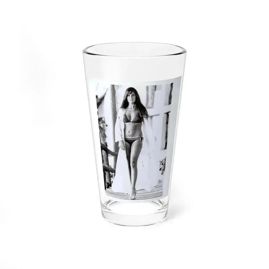 Caroline Munro #409 - 8x10 B&W Full Body in 2-Piece Bikini Photo Original from 1977 (Vintage Female Icon) Pint Glass 16oz 16oz - Go Mug Yourself