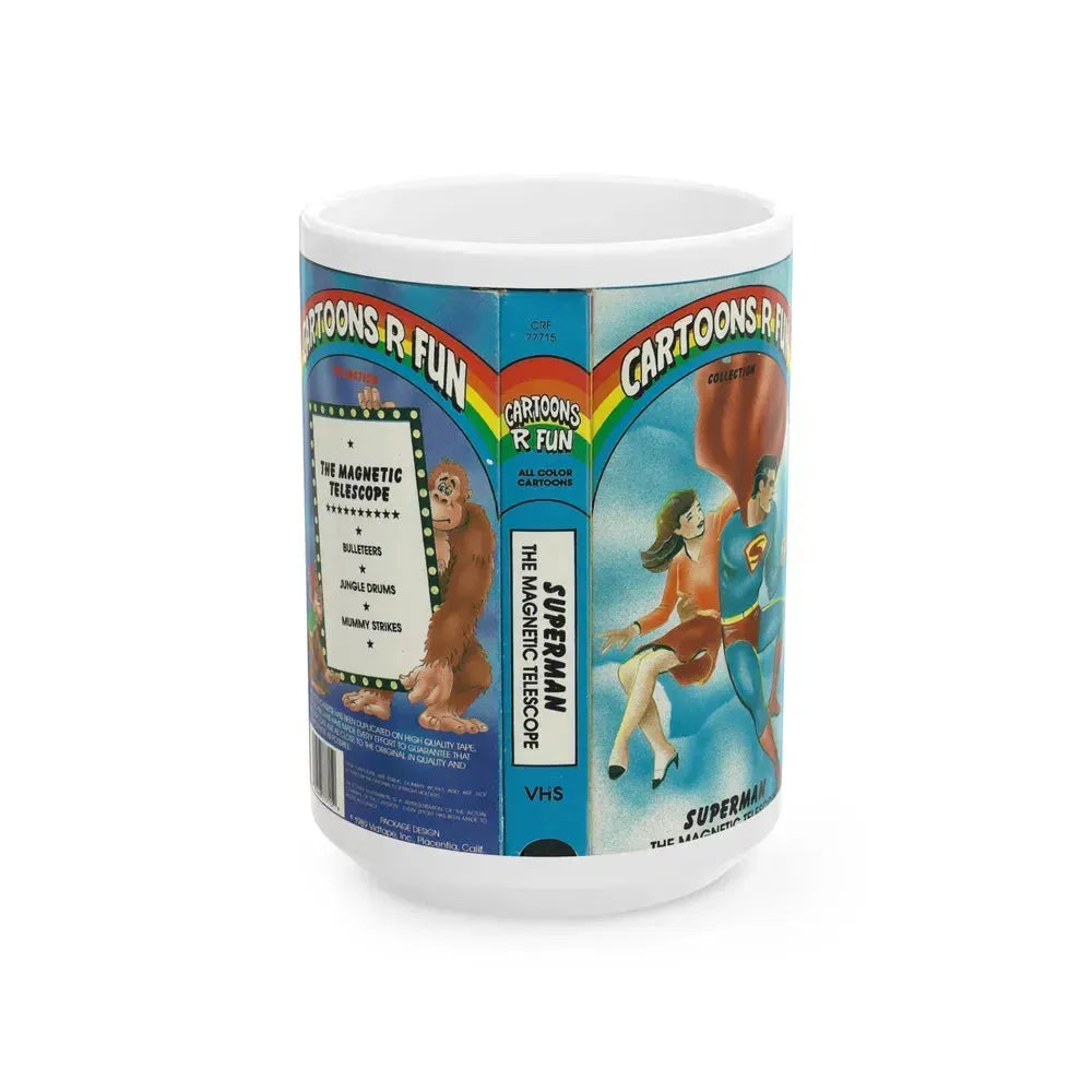 CARTOONS R FUN COLLECTION SUPERMAN THE MAGNETIC TELESCOPE (VHS COVER) - White Coffee Mug 15oz - Go Mug Yourself