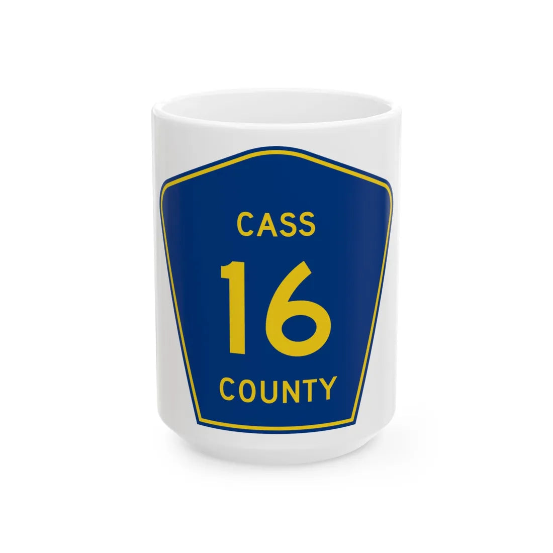 Cass County Route 16 ND (North Dakota) (Road Sign) White Coffee Mug 15oz - Go Mug Yourself