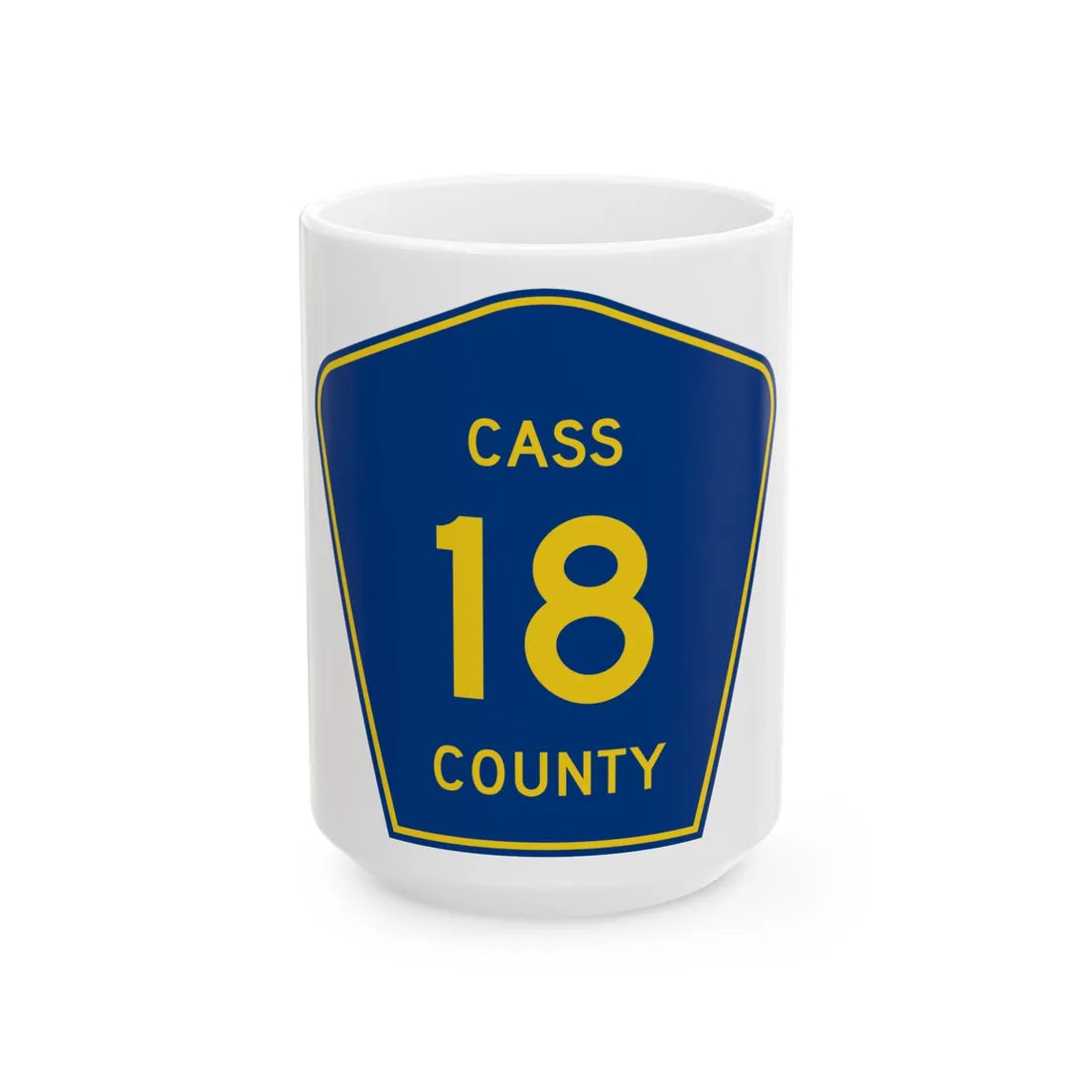 Cass County Route 18 ND (North Dakota) (Road Sign) White Coffee Mug 15oz - Go Mug Yourself