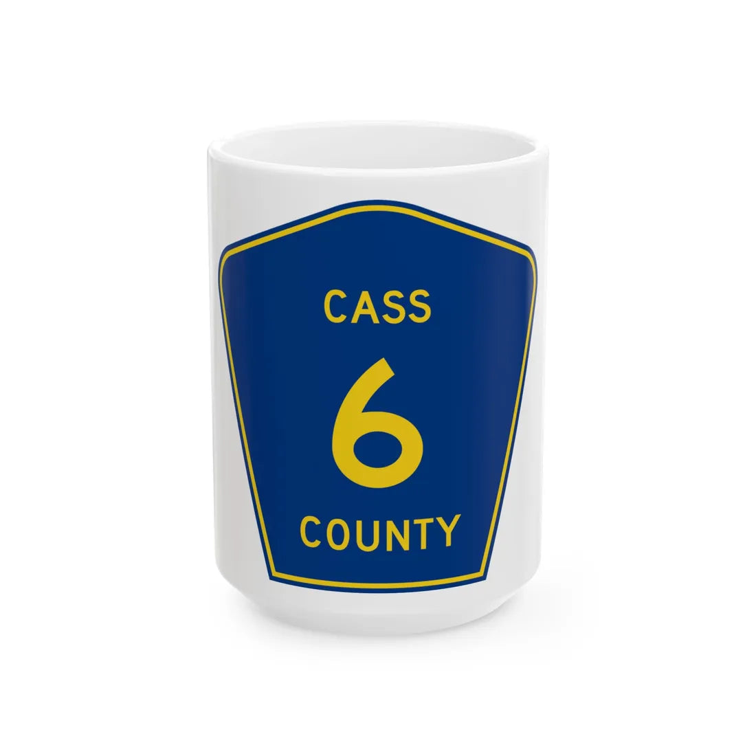 Cass County Route 6 ND (North Dakota) (Road Sign) White Coffee Mug 15oz - Go Mug Yourself