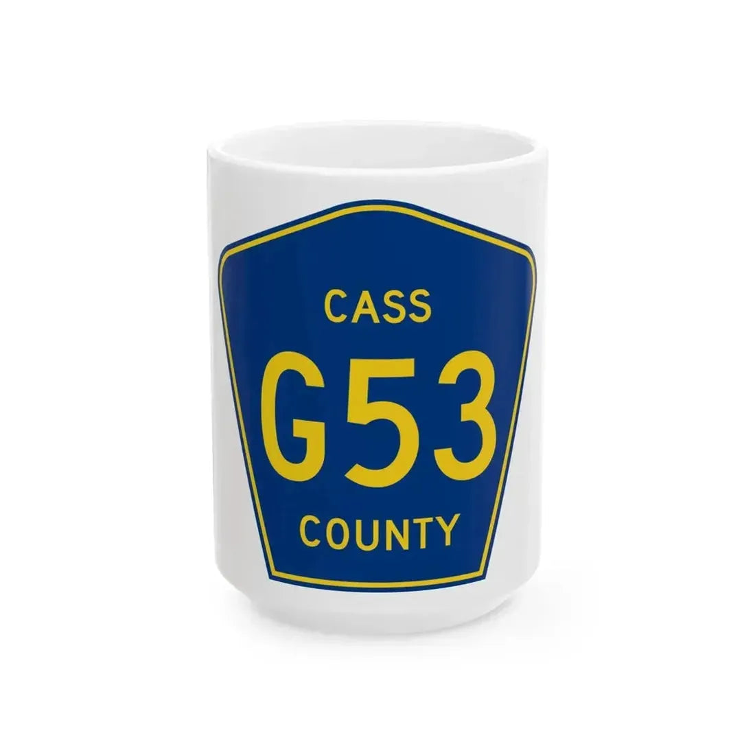 Cass County Route G53 IA (Iowa) (Road Sign) White Coffee Mug 15oz - Go Mug Yourself