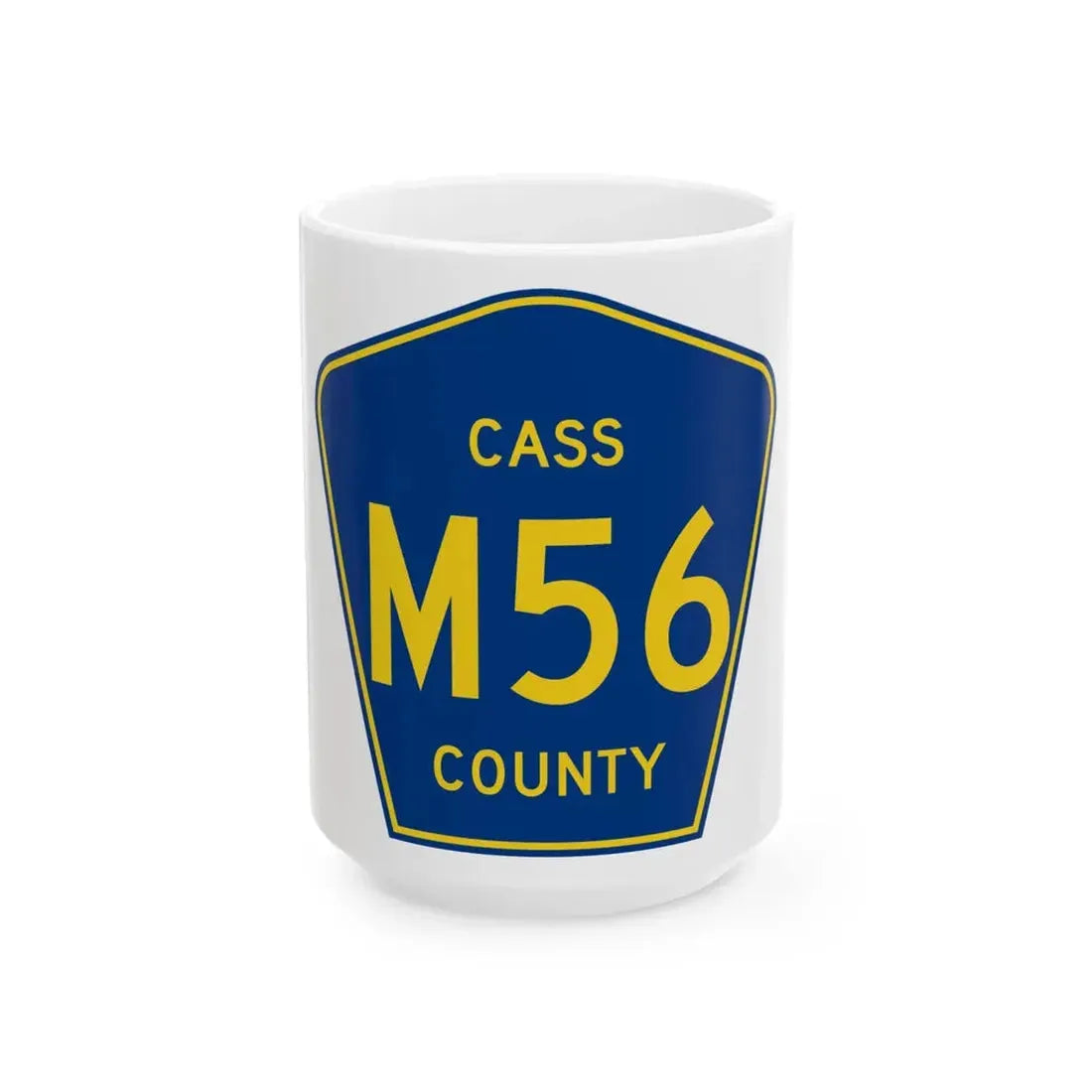 Cass County Route M56 IA (Iowa) (Road Sign) White Coffee Mug 15oz - Go Mug Yourself