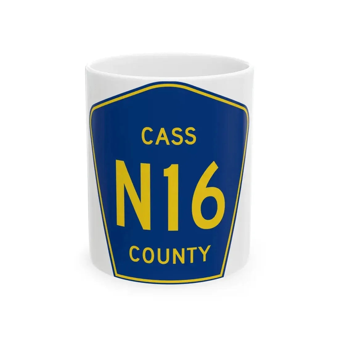 Cass County Route N16 IA (Iowa) (Road Sign) White Coffee Mug 11oz - Go Mug Yourself