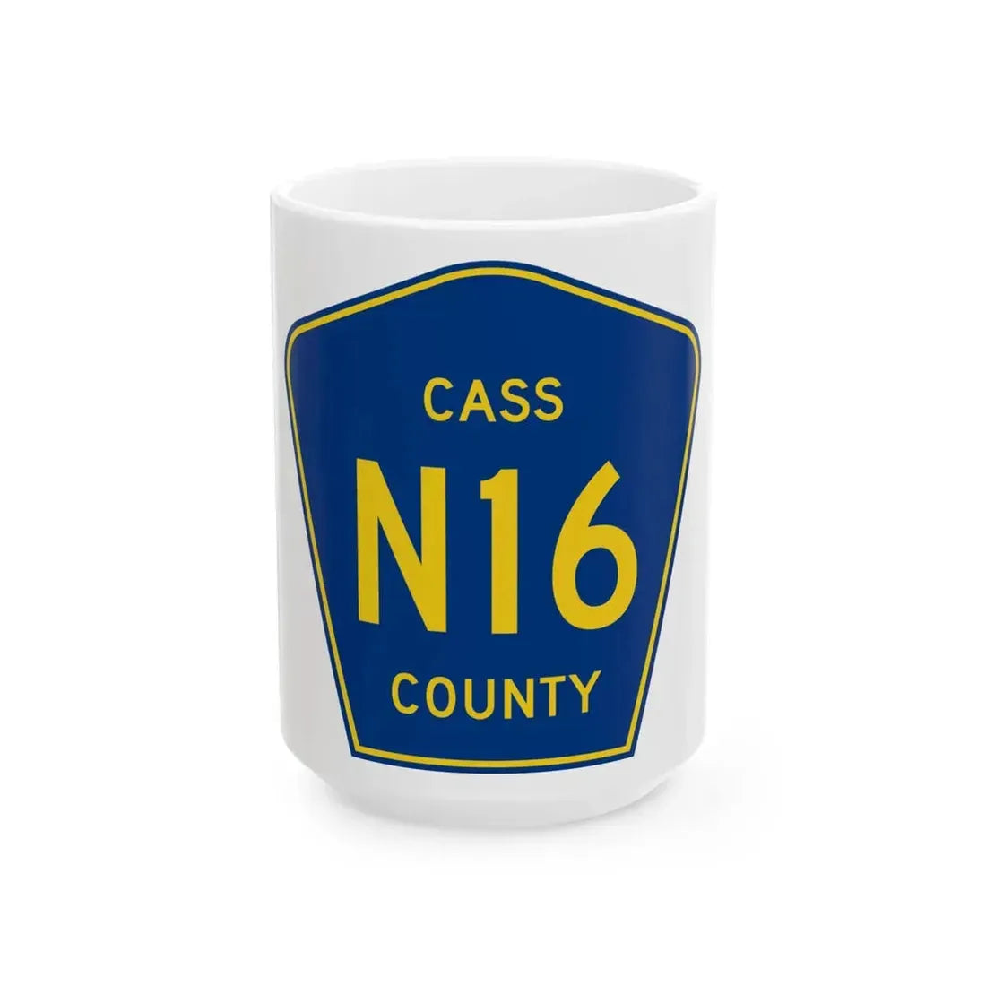 Cass County Route N16 IA (Iowa) (Road Sign) White Coffee Mug 15oz - Go Mug Yourself