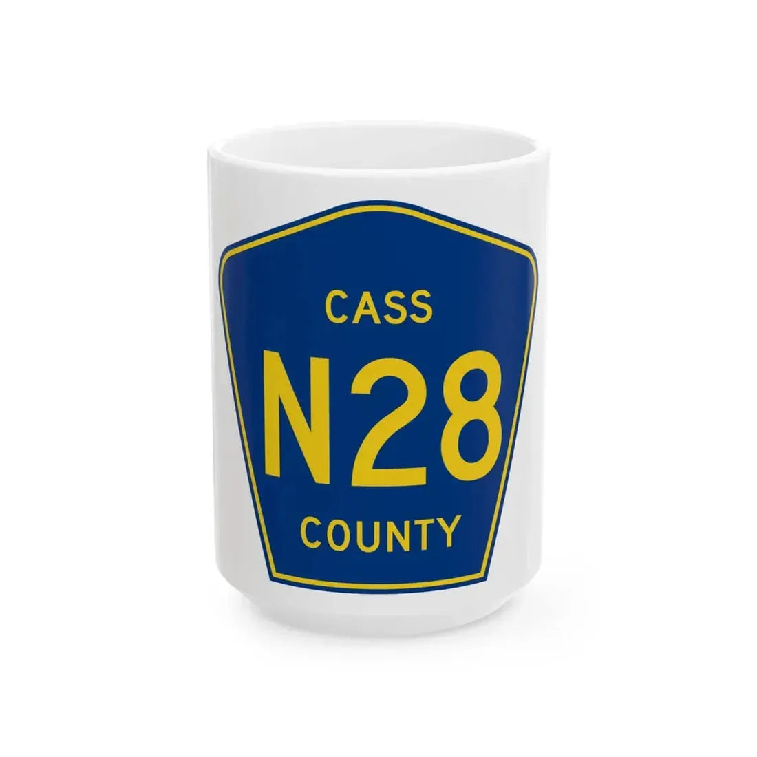 Cass County Route N28 IA (Iowa) (Road Sign) White Coffee Mug 15oz - Go Mug Yourself