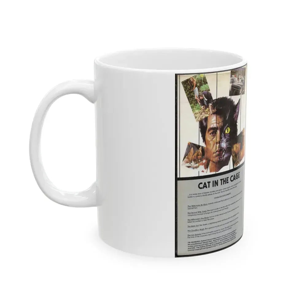 CAT IN THE CAGE (VHS COVER) - White Coffee Mug - Go Mug Yourself