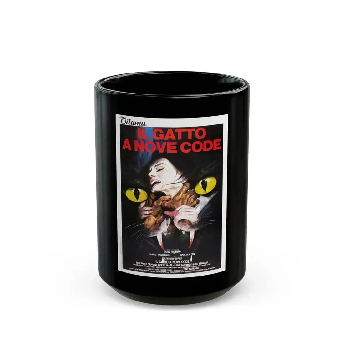 CAT O'NINE TAILS 1971 Movie Poster - Black Coffee Mug 15oz - Go Mug Yourself