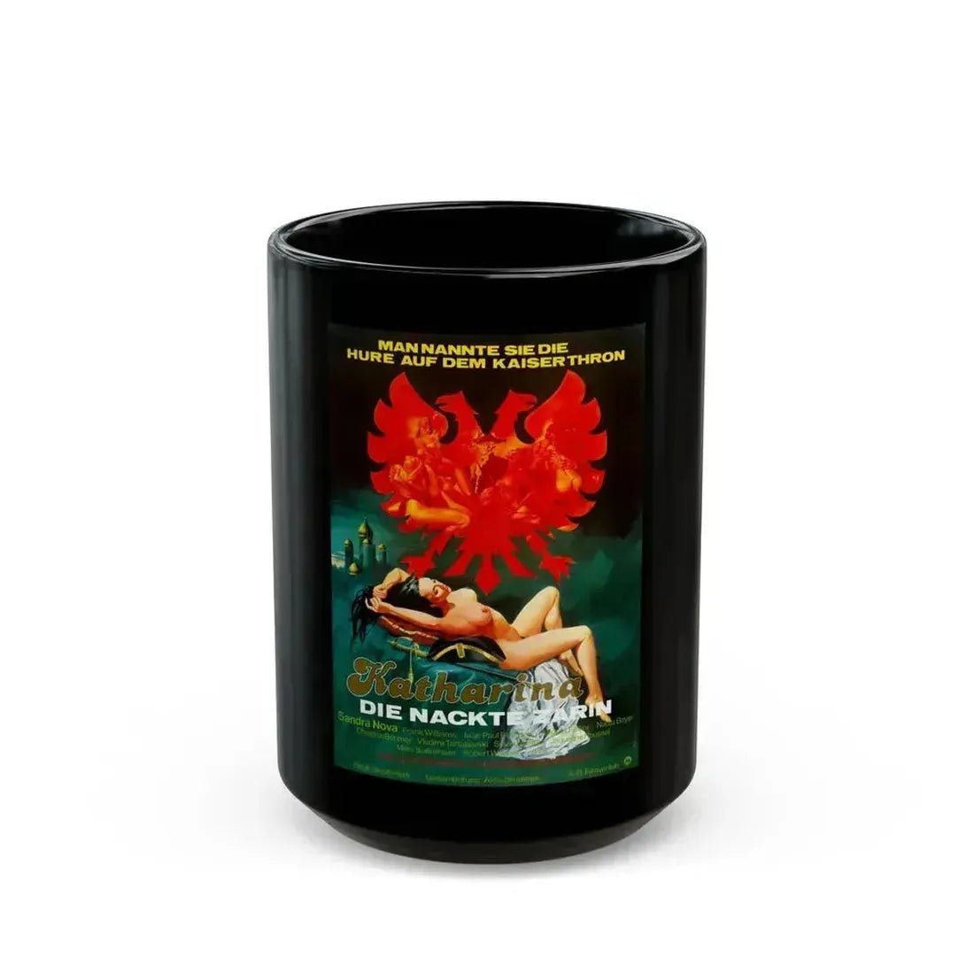CATHERINE THE NAKED QUEEN 1983 Movie Poster - Black Coffee Mug 15oz - Go Mug Yourself