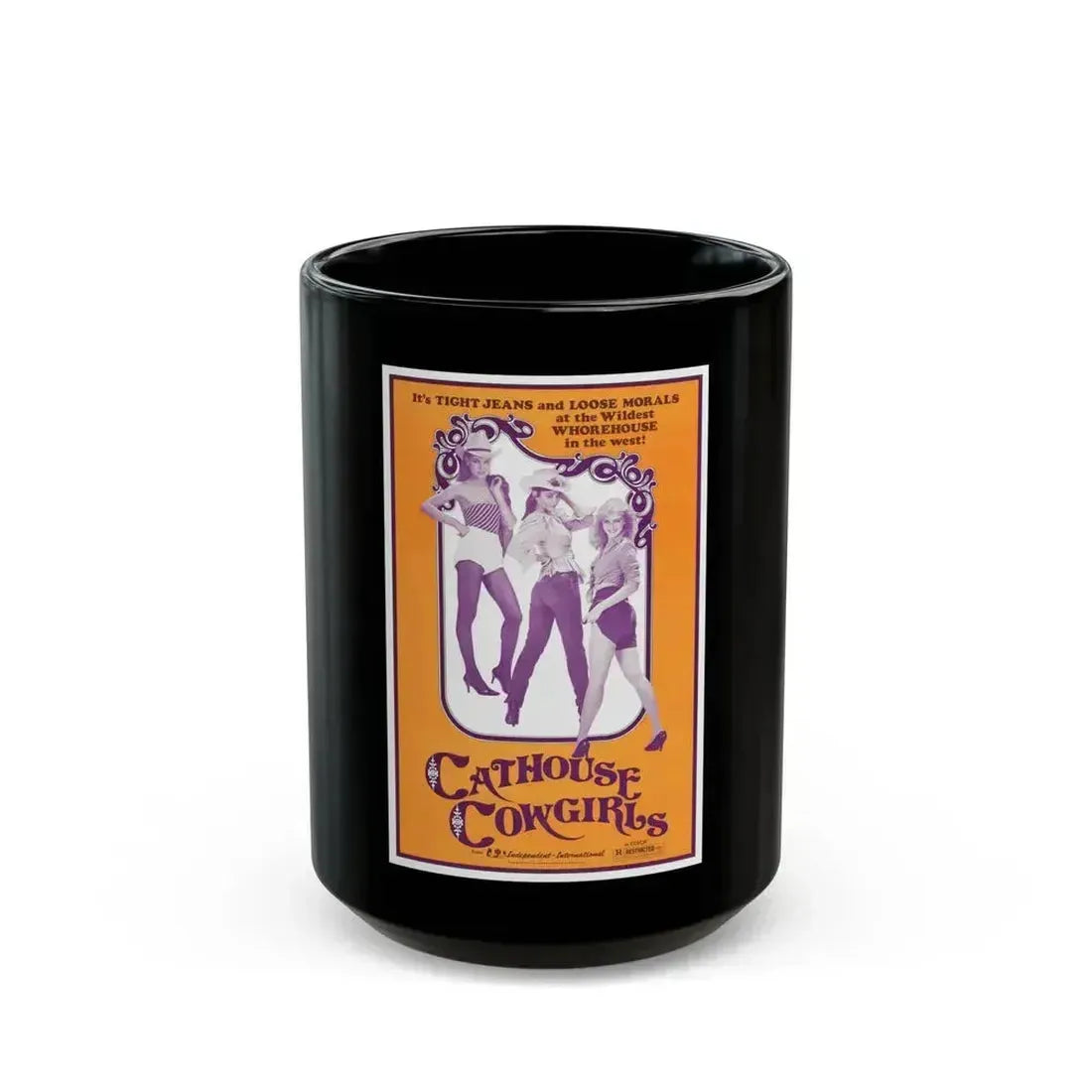 CATHOUSE COWGIRLS (BLAZING STEWARDESSES) 1975 Movie Poster - Black Coffee Mug 15oz - Go Mug Yourself