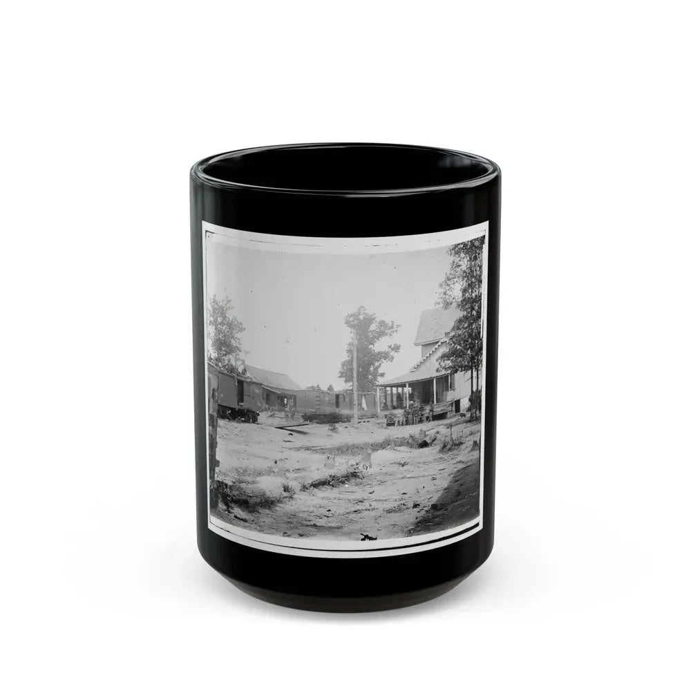Catlett's Station, Va. The Station With U.S. Military Railroad Boxcars And Soldiers (U.S. Civil War) Black Coffee Mug 15oz - Go Mug Yourself