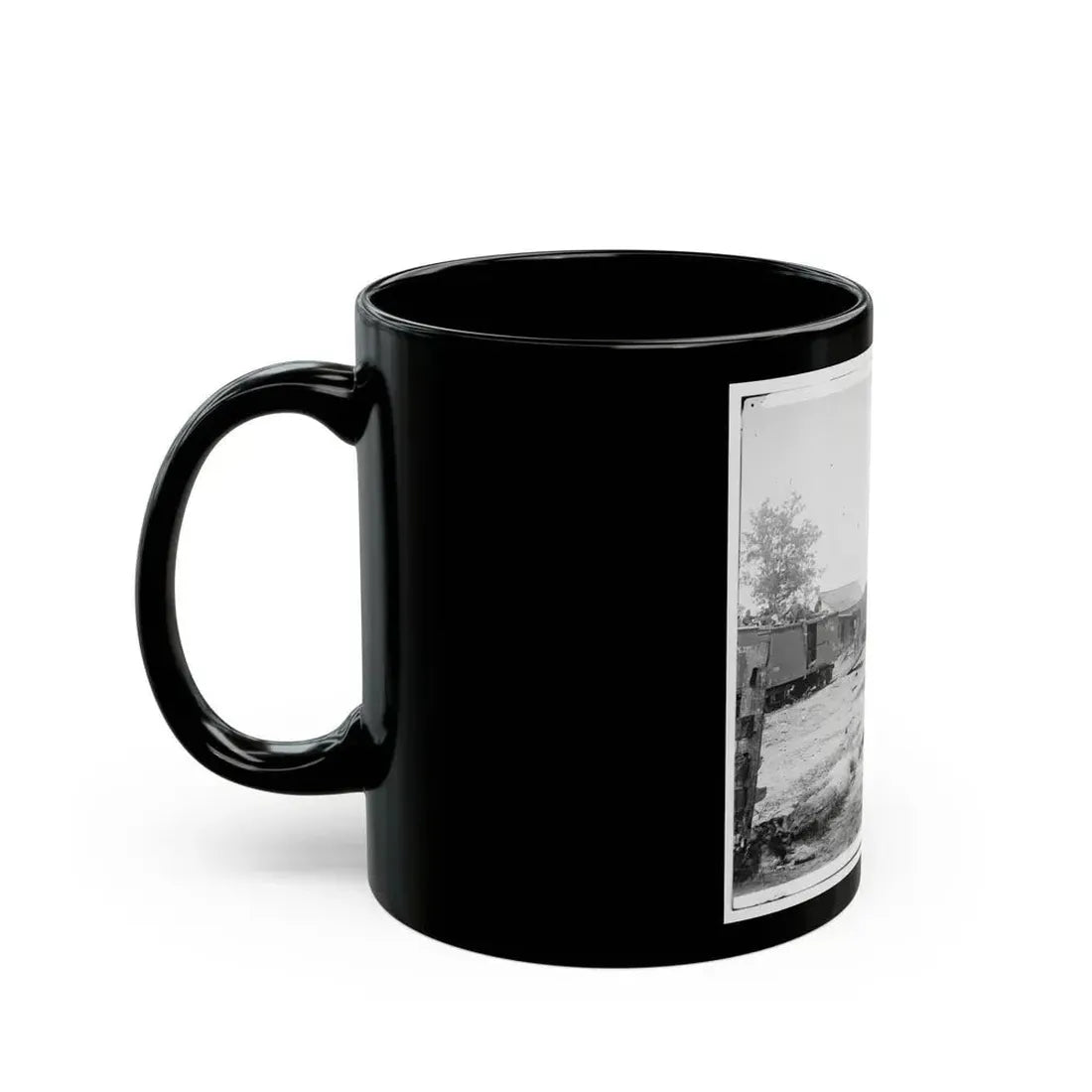 Catlett's Station, Va. The Station With U.S. Military Railroad Boxcars And Soldiers (U.S. Civil War) Black Coffee Mug - Go Mug Yourself
