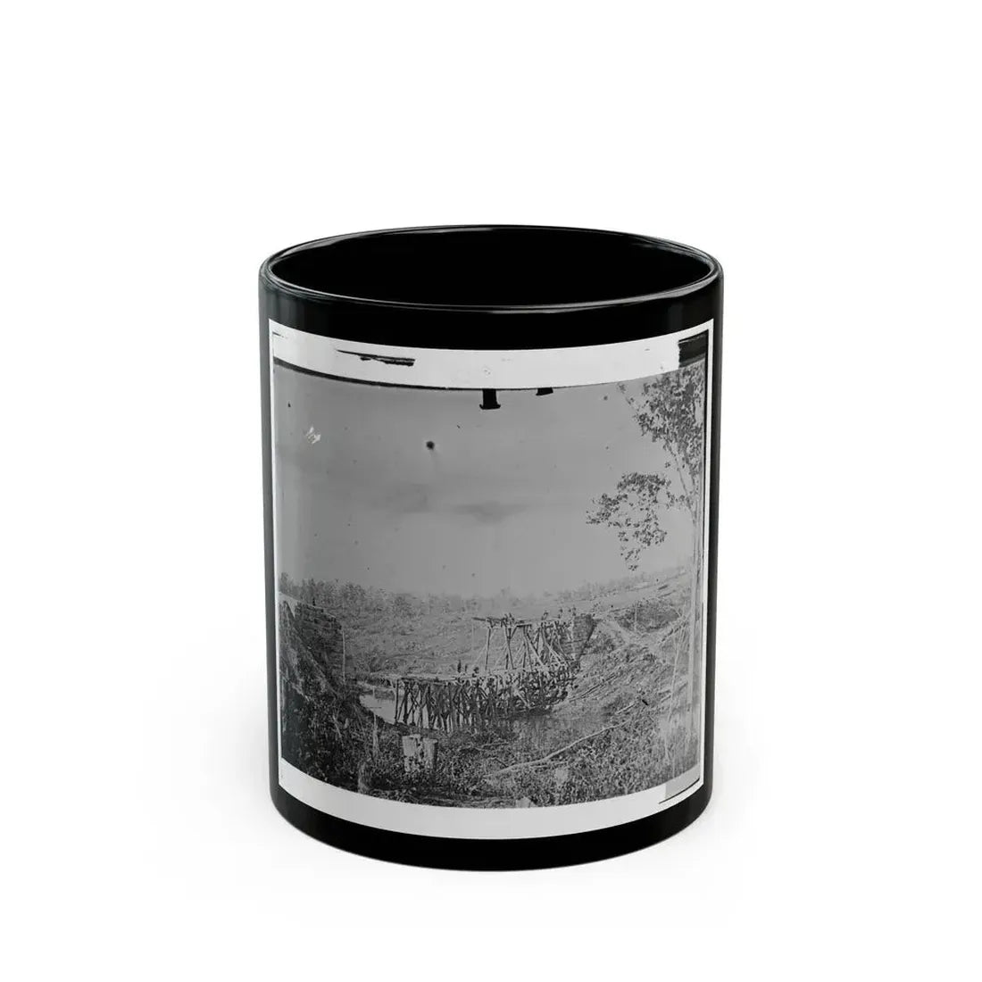Catlett's Station, Va., Vicinity. Federal Soldiers Rebuilding The Orange & Alexandria Railroad Bridge Over Cedar Run (U.S. Civil War) Black Coffee Mug 11oz - Go Mug Yourself
