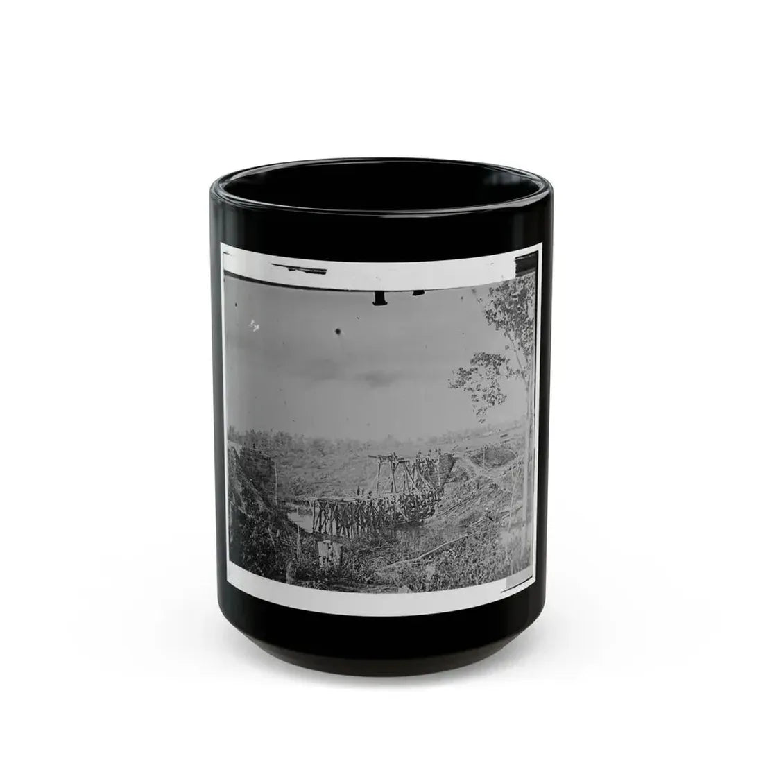 Catlett's Station, Va., Vicinity. Federal Soldiers Rebuilding The Orange & Alexandria Railroad Bridge Over Cedar Run (U.S. Civil War) Black Coffee Mug 15oz - Go Mug Yourself