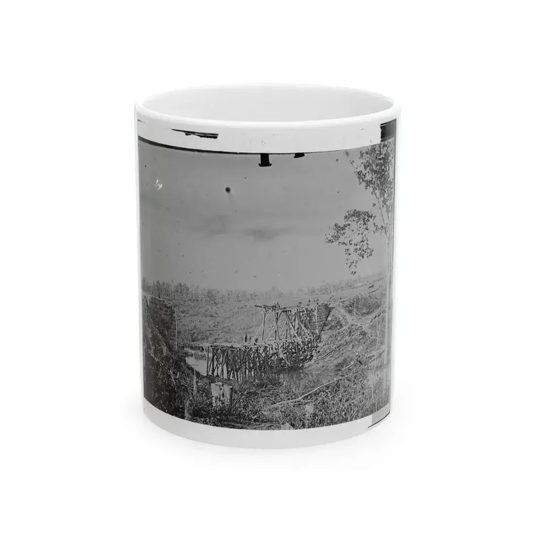 Catlett's Station, Va., Vicinity. Federal Soldiers Rebuilding The Orange & Alexandria Railroad Bridge Over Cedar Run (U.S. Civil War) White Coffee Mug 11oz - Go Mug Yourself