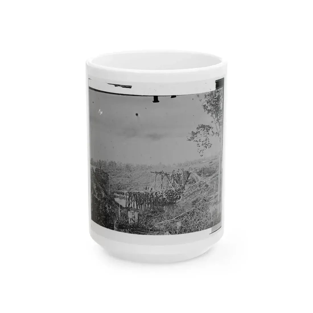 Catlett's Station, Va., Vicinity. Federal Soldiers Rebuilding The Orange & Alexandria Railroad Bridge Over Cedar Run (U.S. Civil War) White Coffee Mug 15oz - Go Mug Yourself