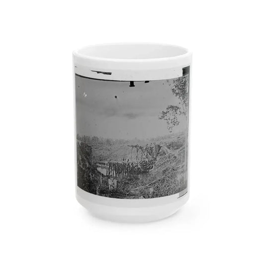 Catlett's Station, Va., Vicinity. Federal Soldiers Rebuilding The Orange & Alexandria Railroad Bridge Over Cedar Run (U.S. Civil War) White Coffee Mug 15oz - Go Mug Yourself