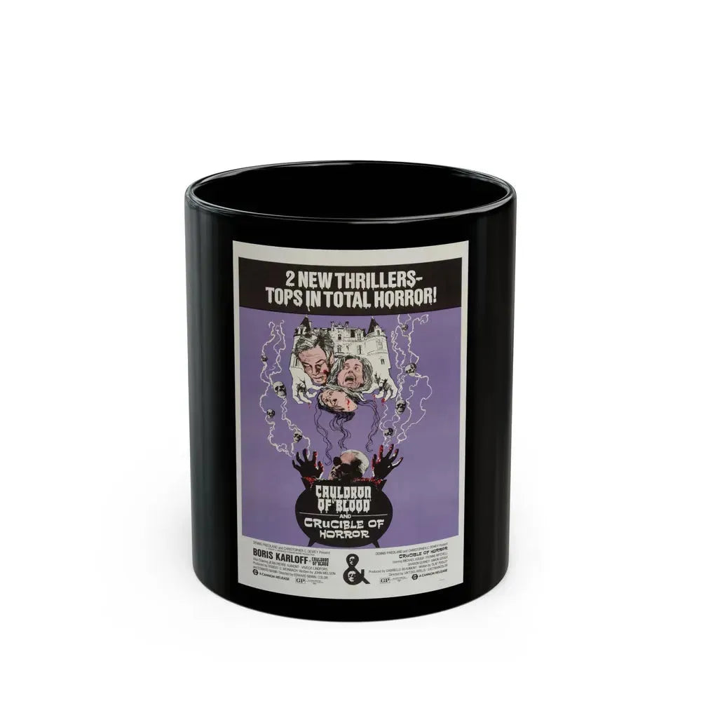 CAULDRON OF BLOOD + CRUCIBLE OF HORROR 1971 Movie Poster - Black Coffee Mug 11oz - Go Mug Yourself