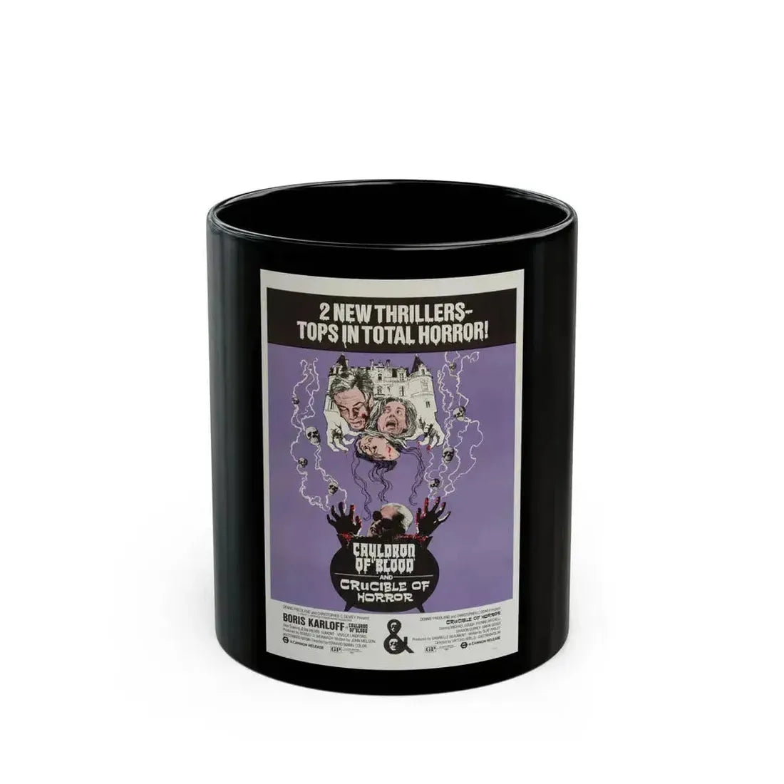 CAULDRON OF BLOOD + CRUCIBLE OF HORROR 1971 Movie Poster - Black Coffee Mug 11oz - Go Mug Yourself