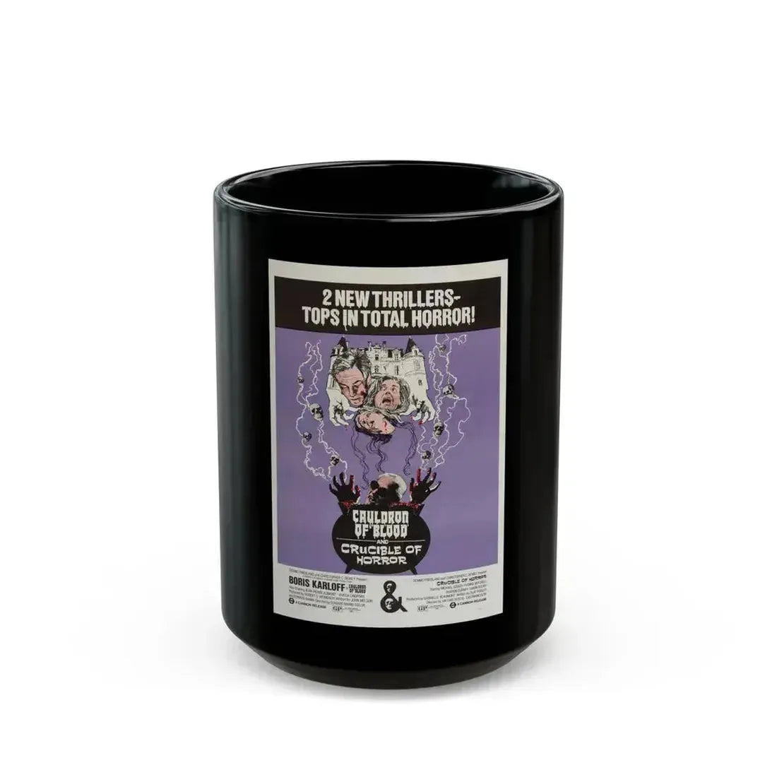 CAULDRON OF BLOOD + CRUCIBLE OF HORROR 1971 Movie Poster - Black Coffee Mug 15oz - Go Mug Yourself