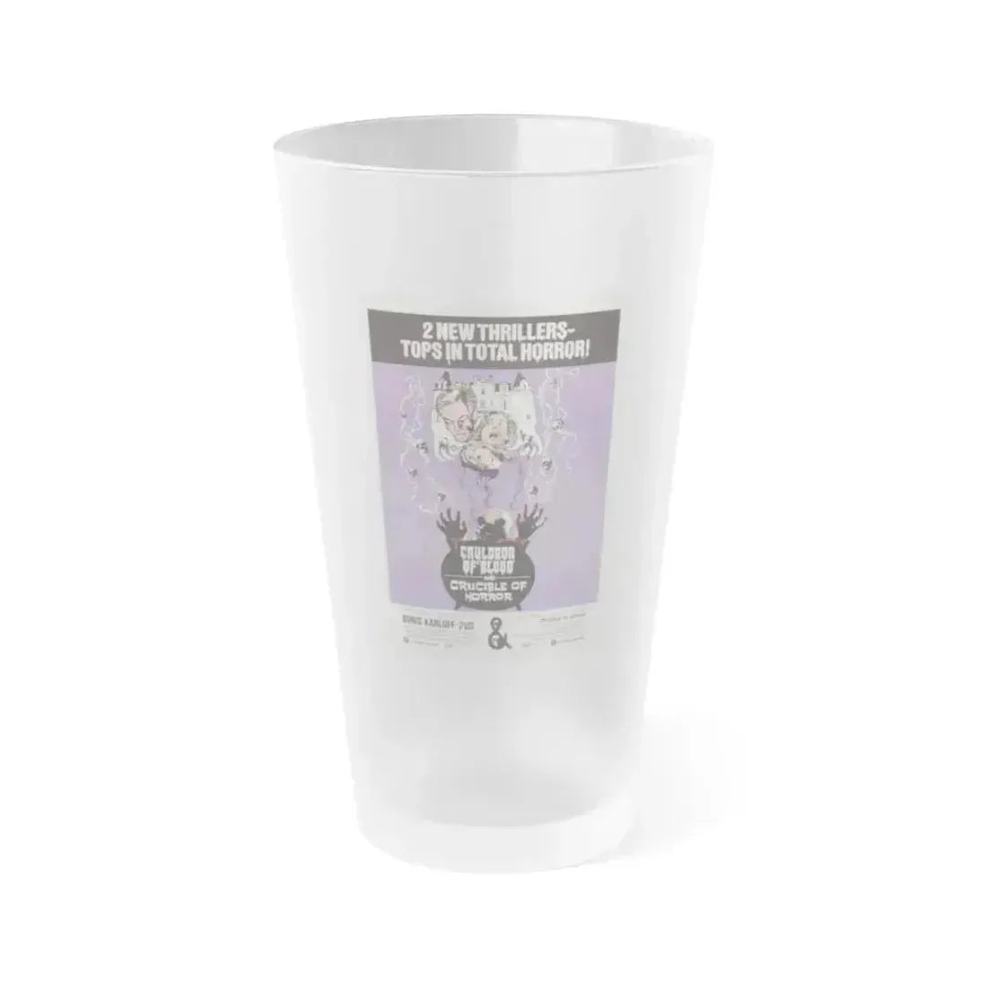 CAULDRON OF BLOOD + CRUCIBLE OF HORROR 1971 Movie Poster - Frosted Pint Glass 16oz 16oz Frosted - Go Mug Yourself
