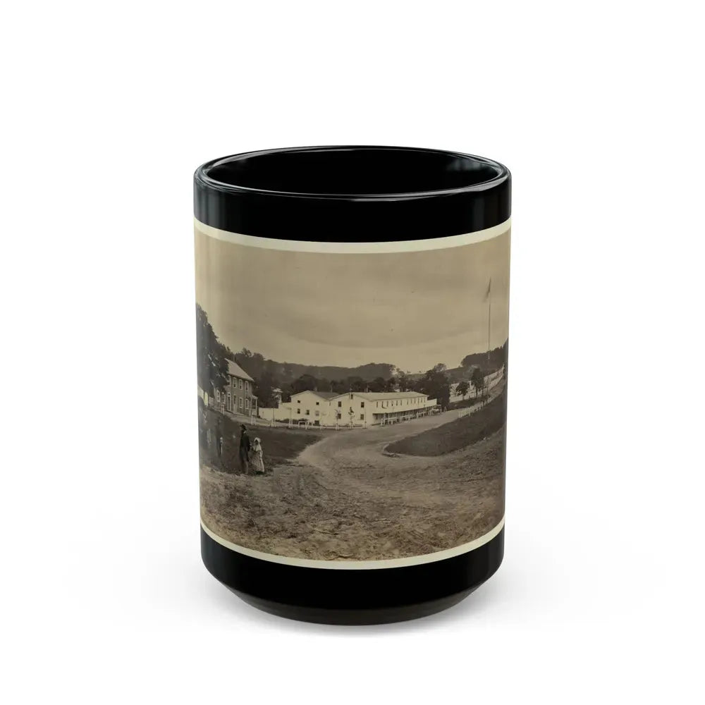 Cavalry Depot At Giesboro, Md. Soldier Facing Man And Girl With People In Horse-Drawn Carriage In Foreground (U.S. Civil War) Black Coffee Mug 15oz - Go Mug Yourself