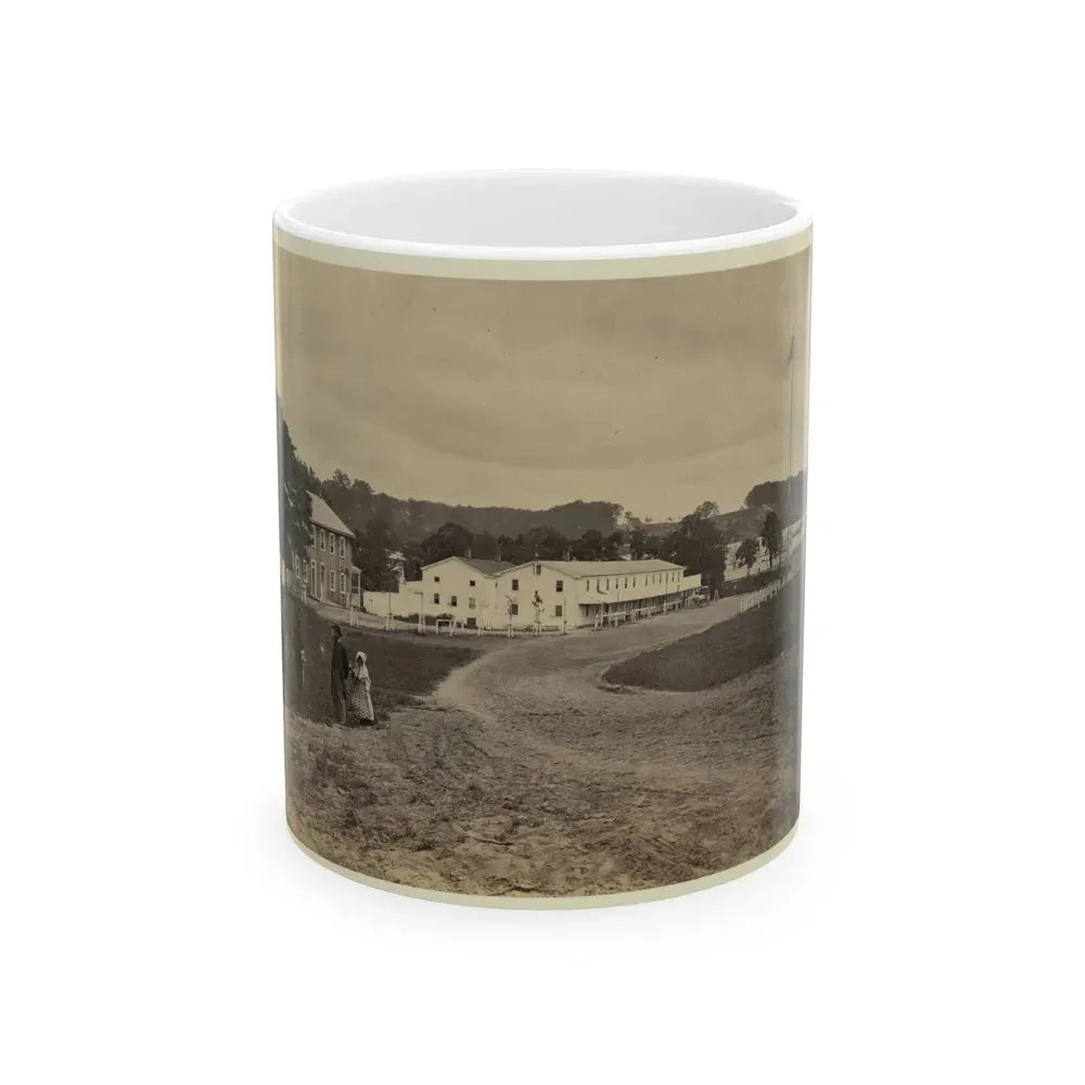 Cavalry Depot At Giesboro, Md. Soldier Facing Man And Girl With People In Horse-Drawn Carriage In Foreground (U.S. Civil War) White Coffee Mug 11oz - Go Mug Yourself