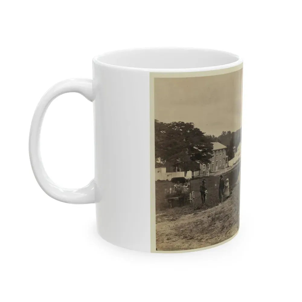 Cavalry Depot At Giesboro, Md. Soldier Facing Man And Girl With People In Horse-Drawn Carriage In Foreground (U.S. Civil War) White Coffee Mug - Go Mug Yourself
