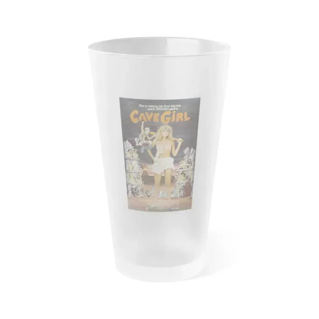 CAVEGIRL 1985 Movie Poster - Frosted Pint Glass 16oz 16oz Frosted - Go Mug Yourself