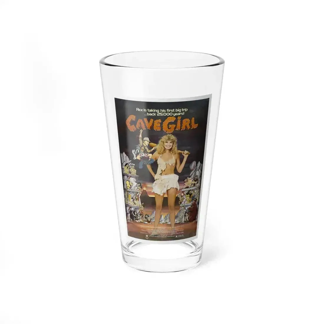 CAVEGIRL 1985 Movie Poster - Pint Glass 16oz 16oz - Go Mug Yourself
