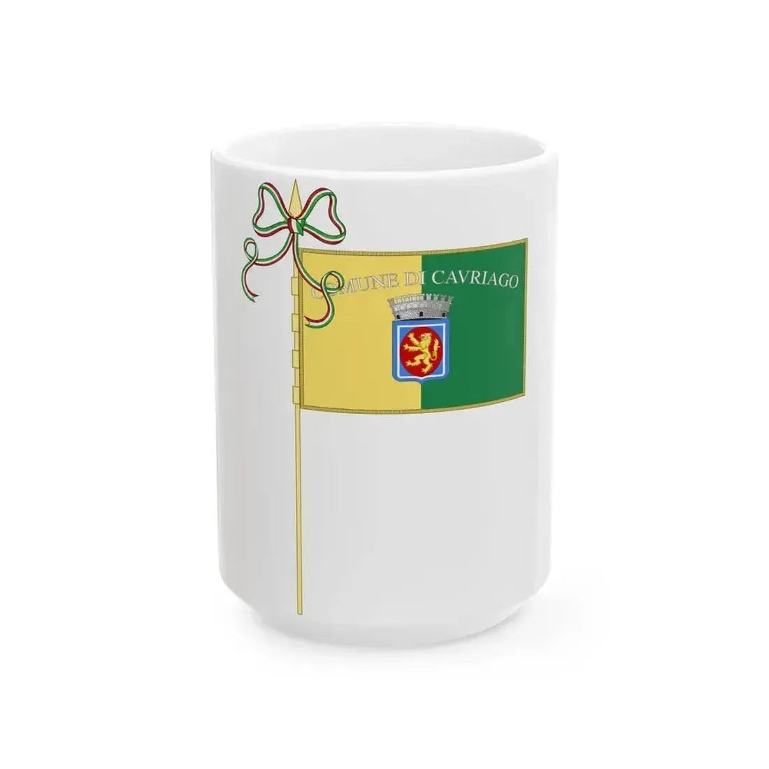 Cavriago-Bandiera Completa (Italy) White Coffee Mug 15oz - Go Mug Yourself
