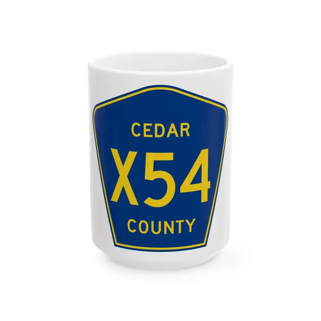Cedar County Route X54 IA (Iowa) (Road Sign) White Coffee Mug 15oz - Go Mug Yourself