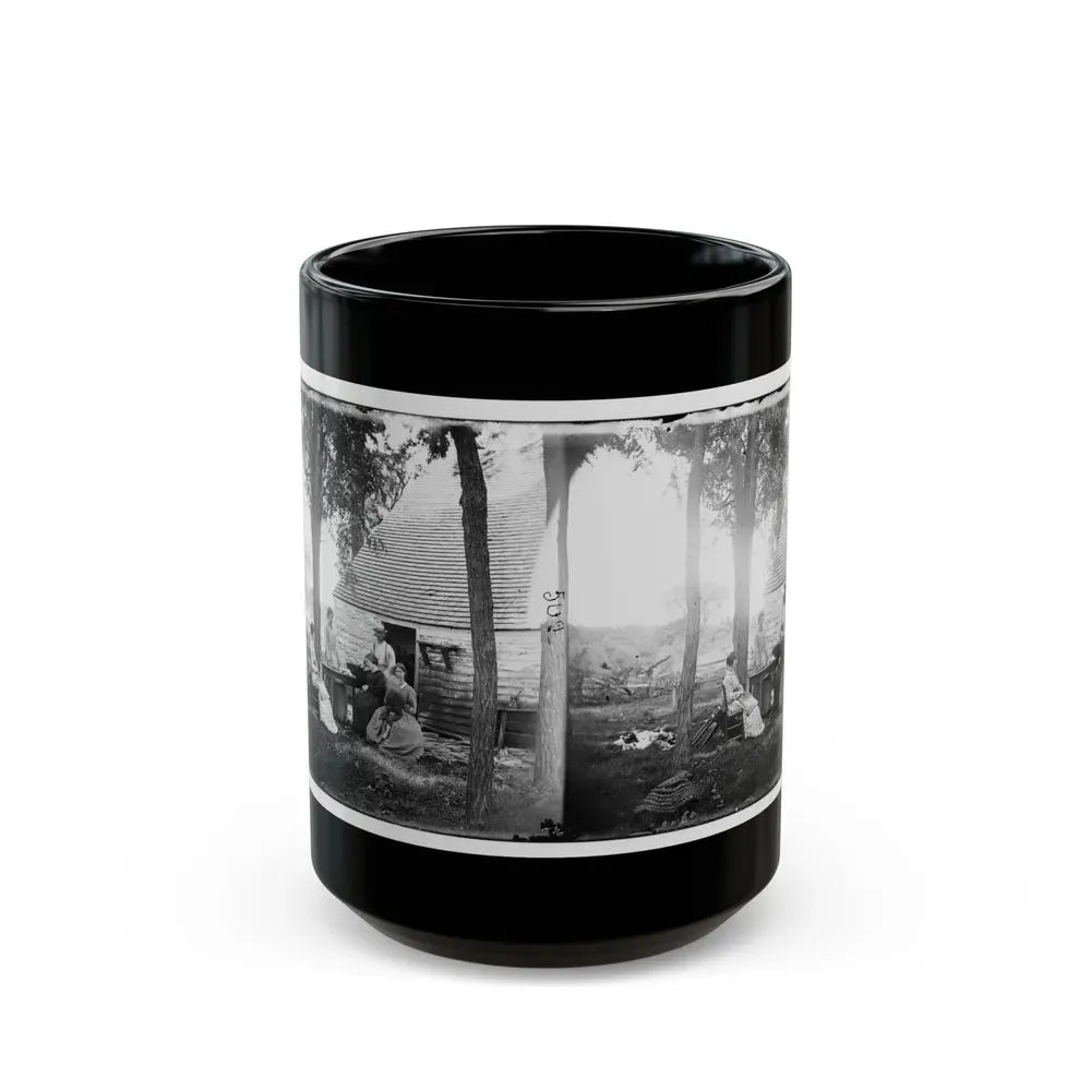 Cedar Mountain, Va. Family Group Before The House In Which Gen. Charles S. Winder (C.S.A.) Died (U.S. Civil War) Black Coffee Mug 15oz - Go Mug Yourself