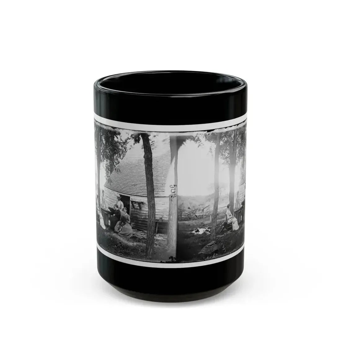 Cedar Mountain, Va. Family Group Before The House In Which Gen. Charles S. Winder (C.S.A.) Died (U.S. Civil War) Black Coffee Mug 15oz - Go Mug Yourself
