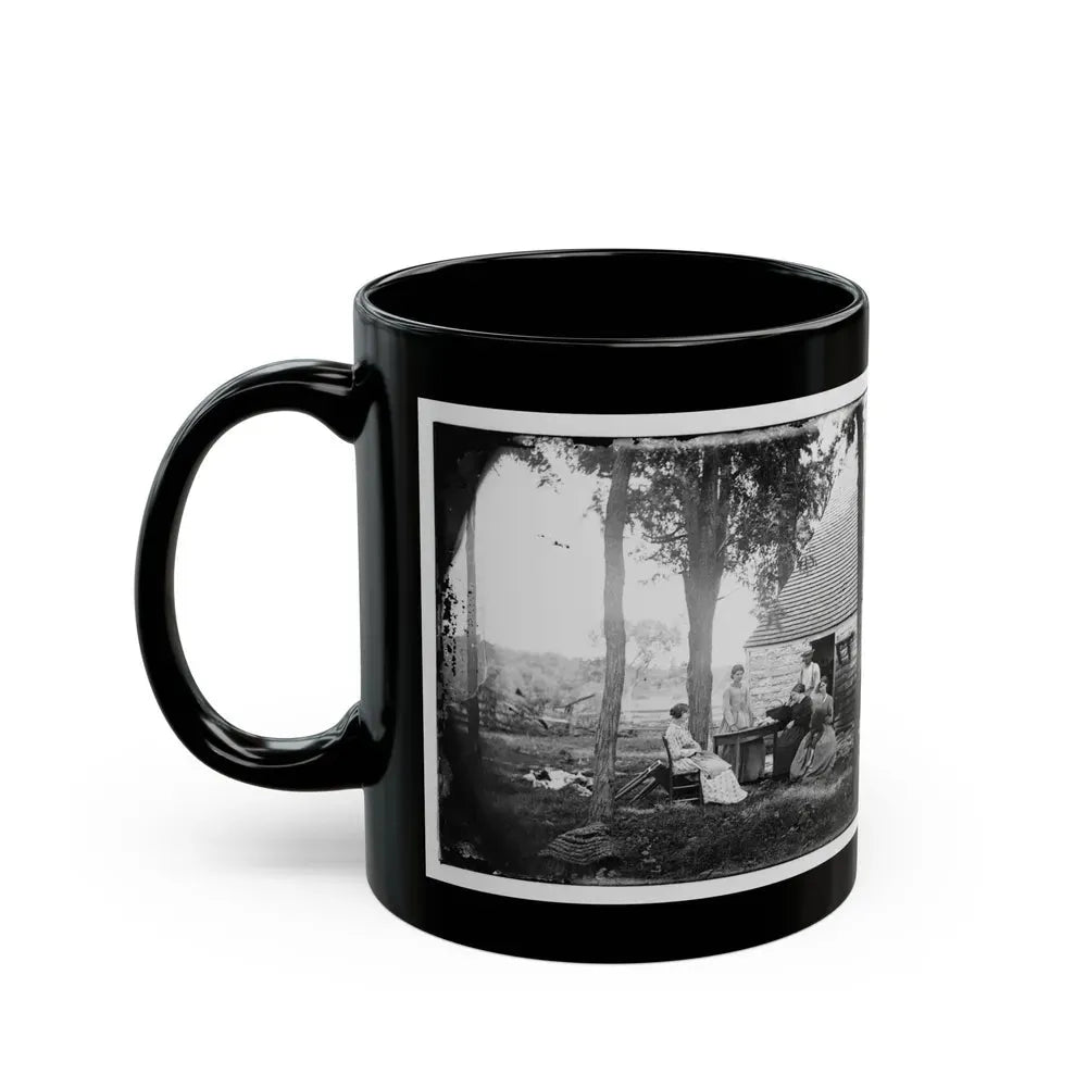 Cedar Mountain, Va. Family Group Before The House In Which Gen. Charles S. Winder (C.S.A.) Died (U.S. Civil War) Black Coffee Mug - Go Mug Yourself