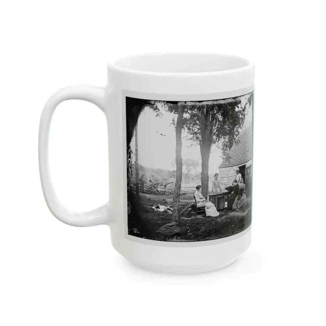 Cedar Mountain, Va. Family Group Before The House In Which Gen. Charles S. Winder (C.S.A.) Died (U.S. Civil War) White Coffee Mug - Go Mug Yourself