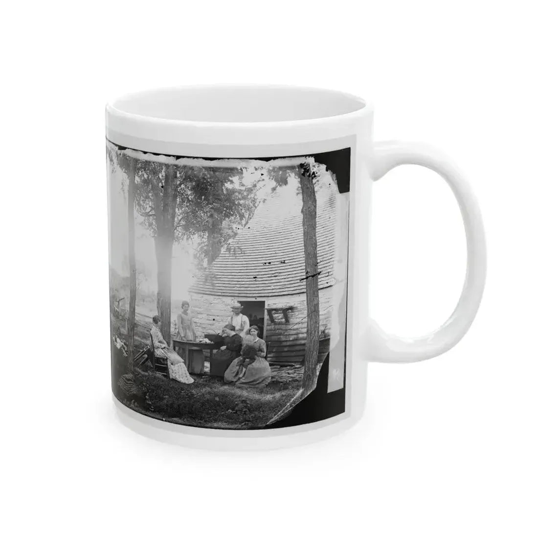 Cedar Mountain, Va. Family Group Before The House In Which Gen. Charles S. Winder (C.S.A.) Died (U.S. Civil War) White Coffee Mug - Go Mug Yourself