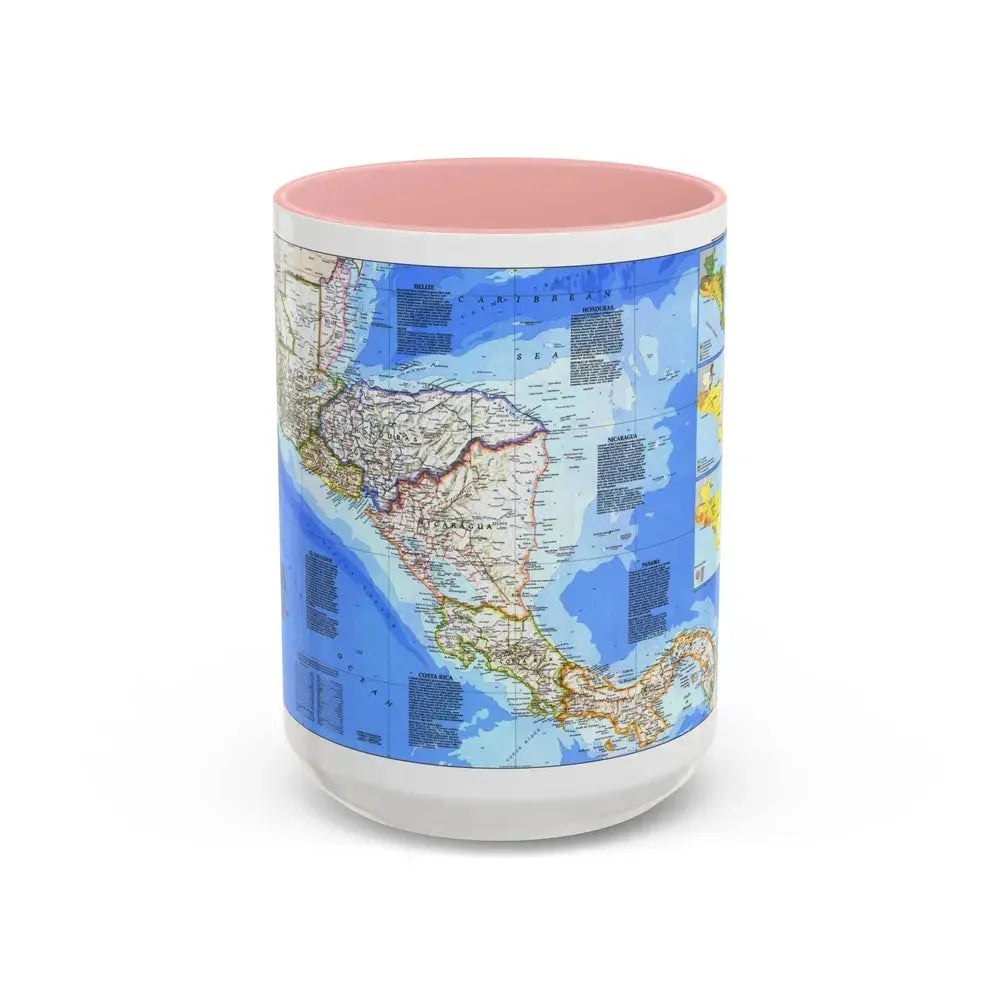 Central America (1986) (Map) Accent Coffee Mug 15oz Pink - Go Mug Yourself