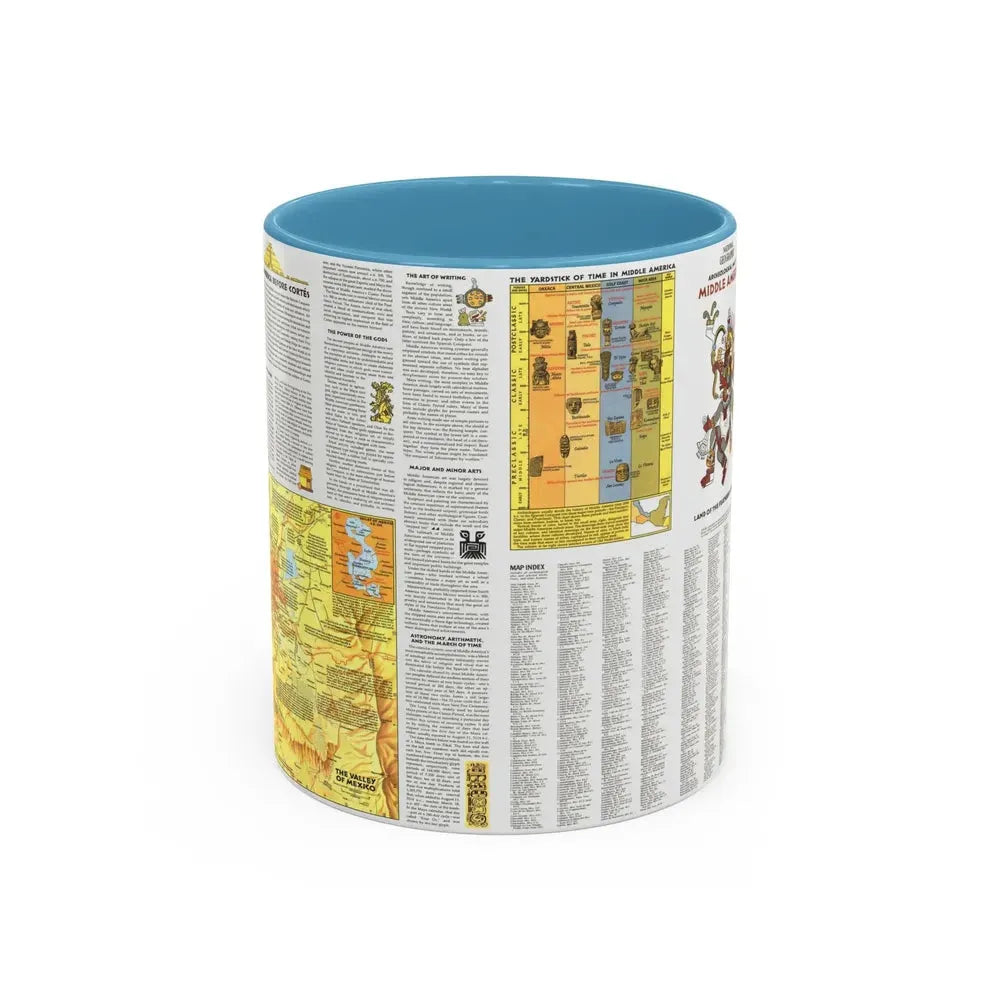 Central America - Archeological Map 2 (1968) (Map) Accent Coffee Mug 11oz Light Blue - Go Mug Yourself