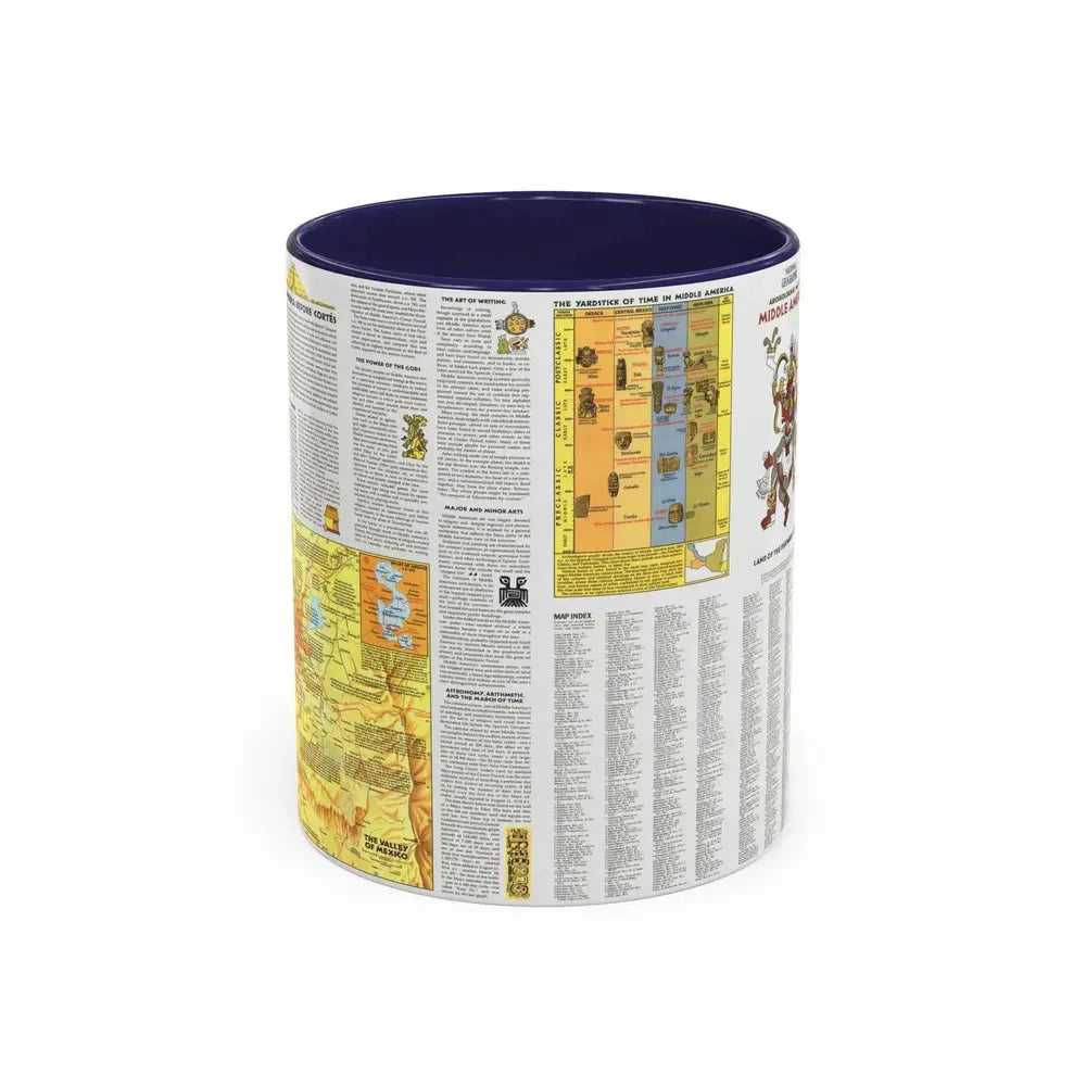 Central America - Archeological Map 2 (1968) (Map) Accent Coffee Mug 11oz Navy - Go Mug Yourself