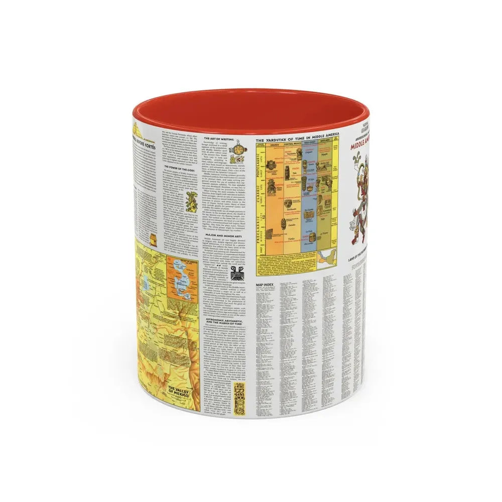Central America - Archeological Map 2 (1968) (Map) Accent Coffee Mug 11oz Red - Go Mug Yourself