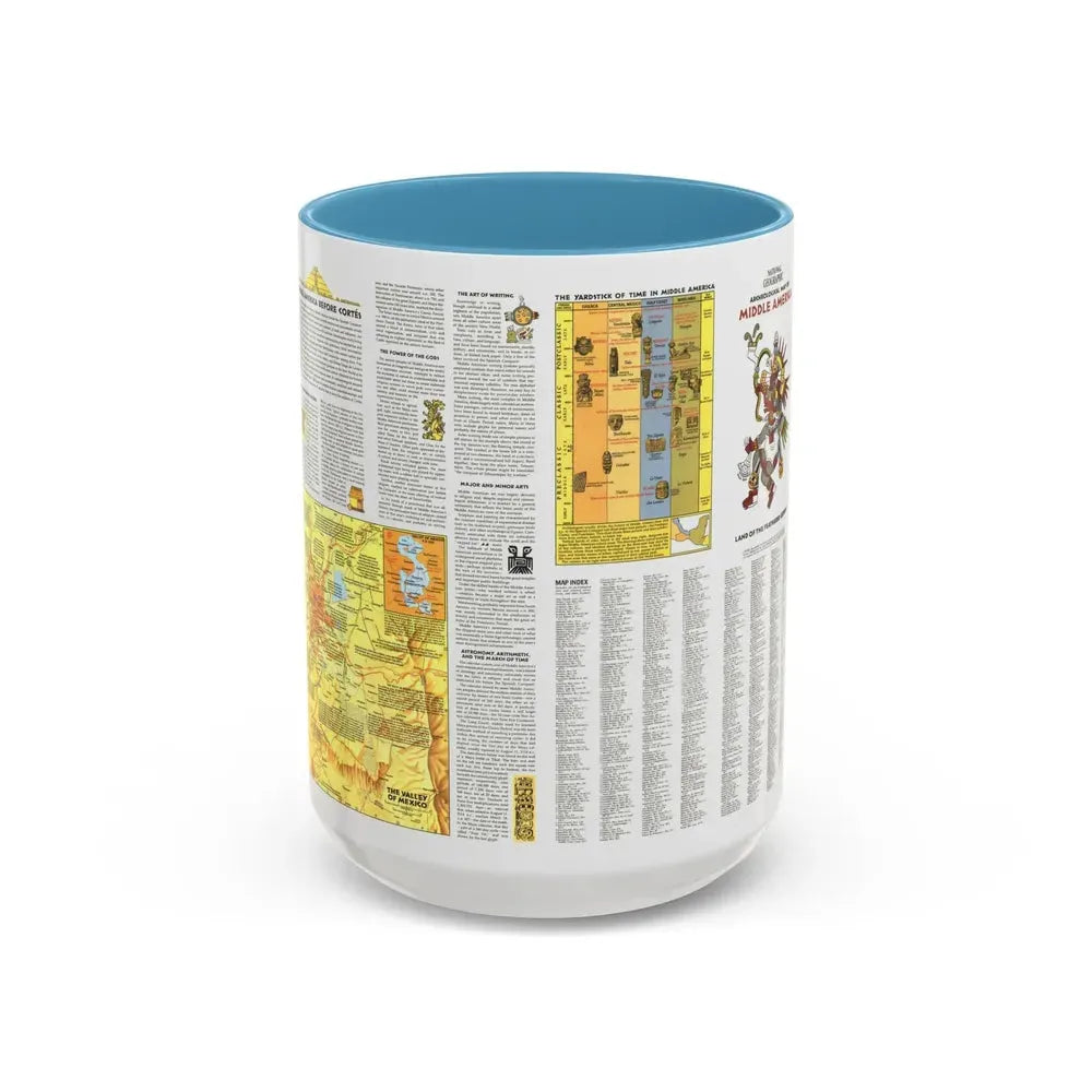 Central America - Archeological Map 2 (1968) (Map) Accent Coffee Mug 15oz Light Blue - Go Mug Yourself